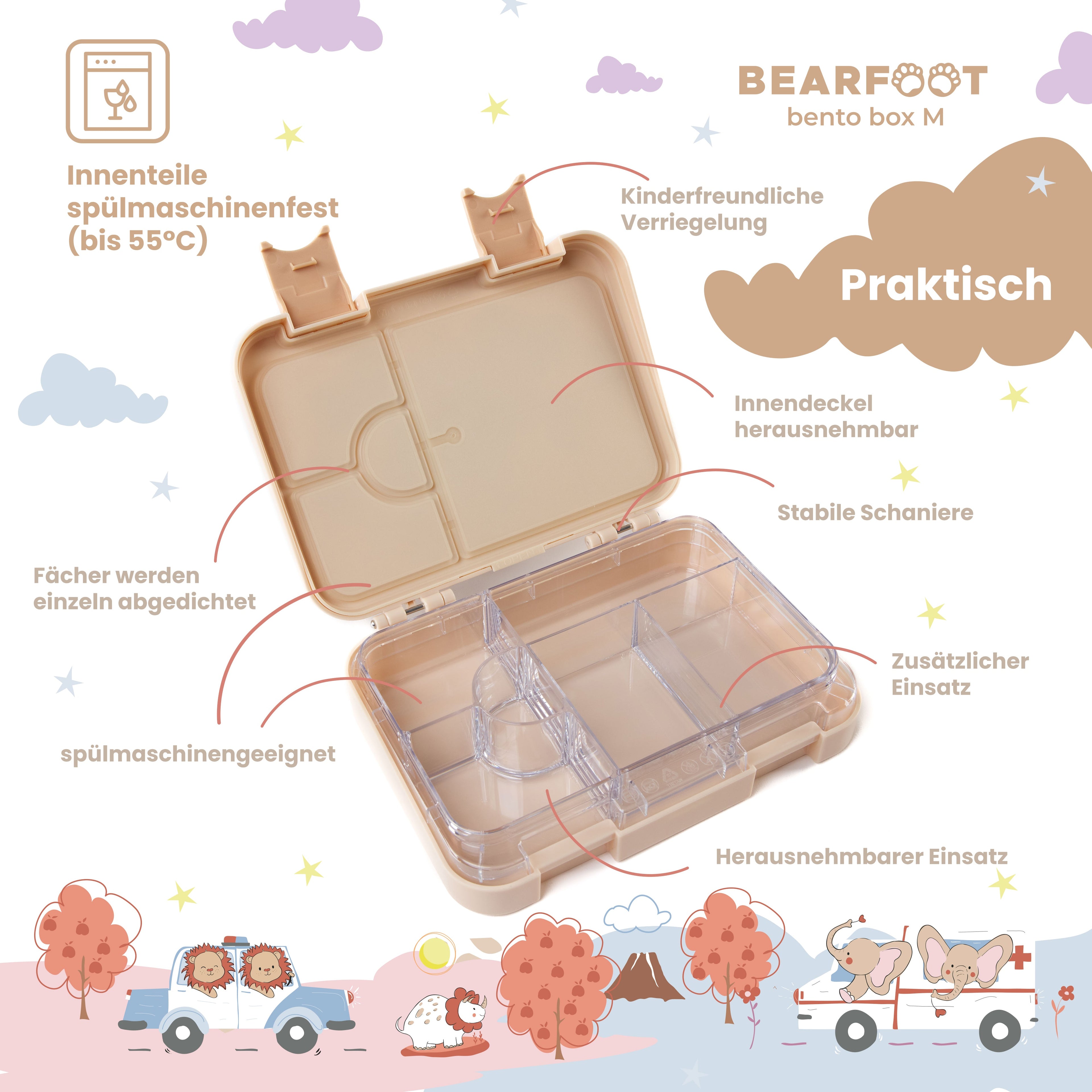 Boîte à lunch enfant avec compartiments, lunch box, bento box - police