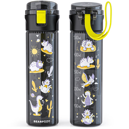 Kinderdrinkfles, 500 ml, licht - dinosaurussen zwart
