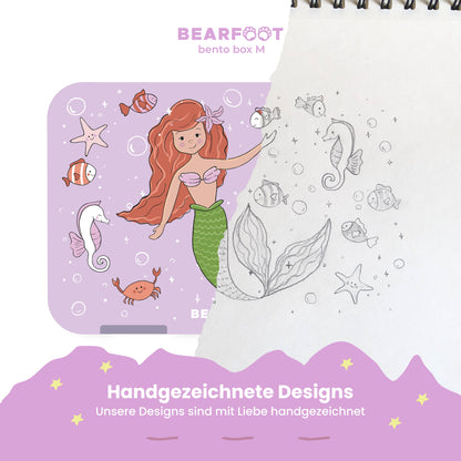 Fiambrera infantil con compartimentos, lonchera, bento box-sirena