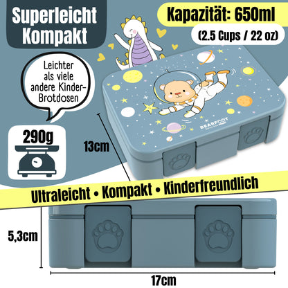 Brotdose mit Fächern, leicht &amp; auslaufsicher - Bär blau