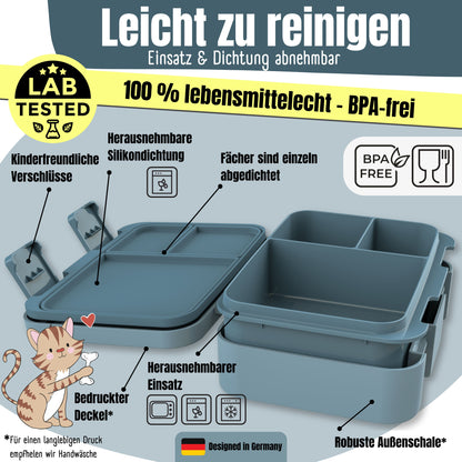 Brotdose mit Fächern, leicht &amp; auslaufsicher - Bagger blau