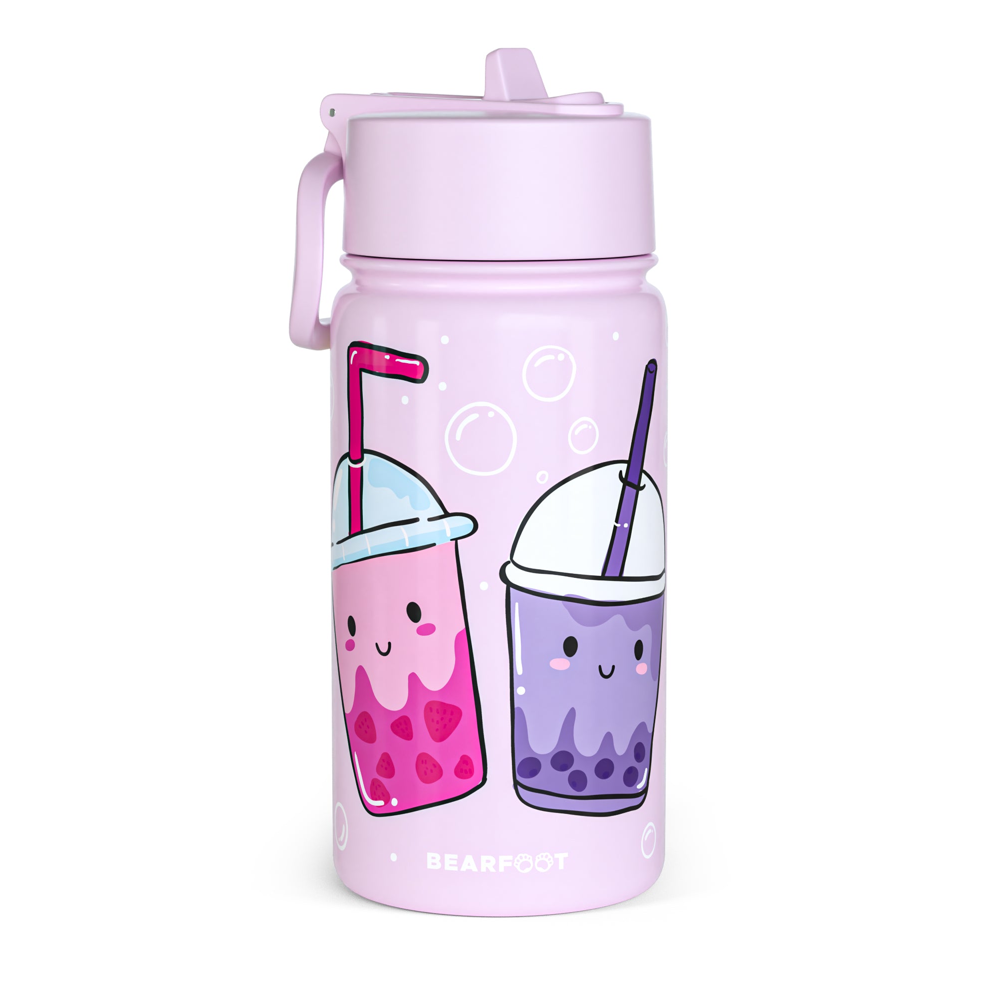 Thermo Kinder Trinkflasche Edelstahl - BubbleTea lila
