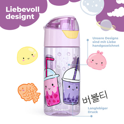 Kinderwaterfles, lichte waterfles - sticker paars