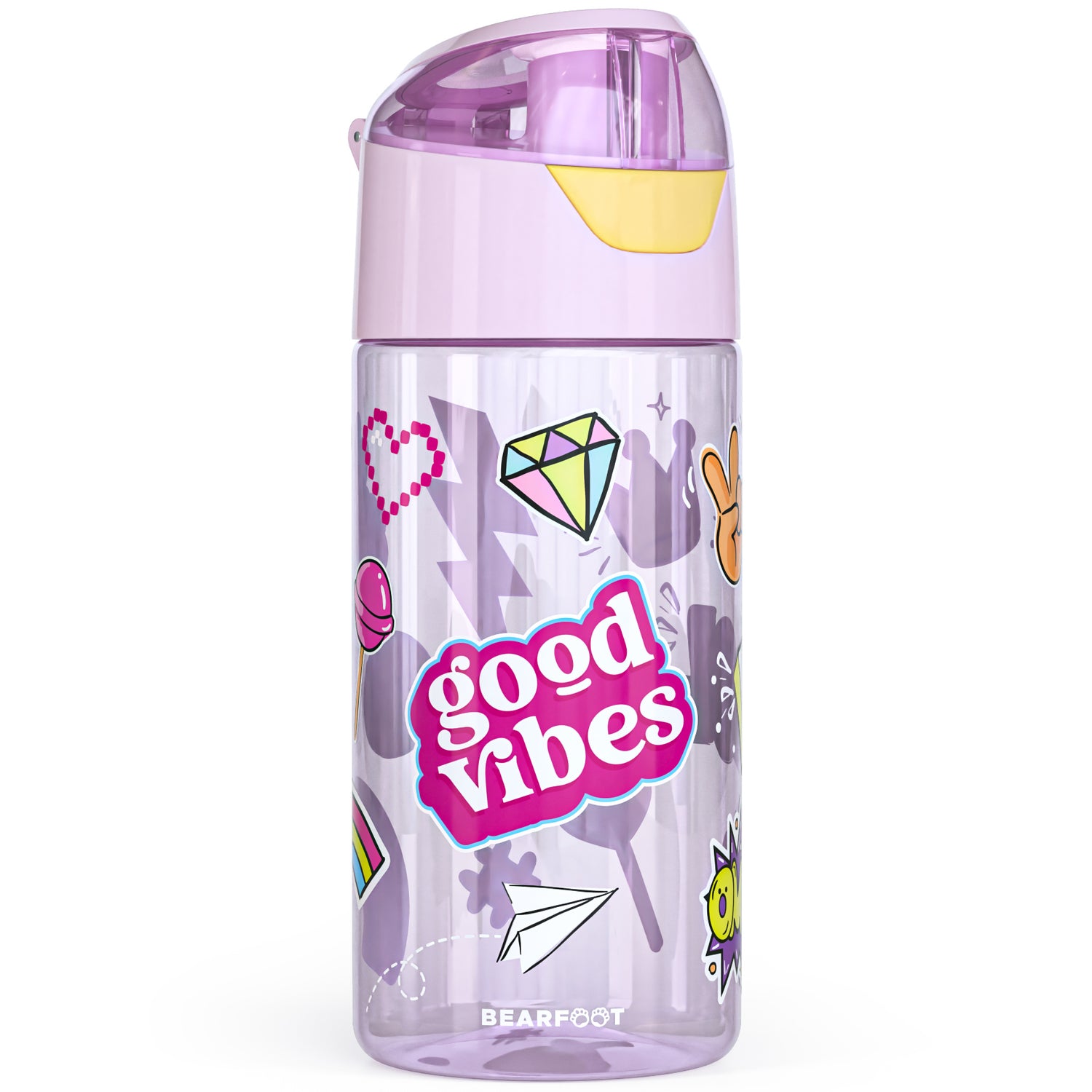 Kinderwaterfles, lichte waterfles - sticker paars