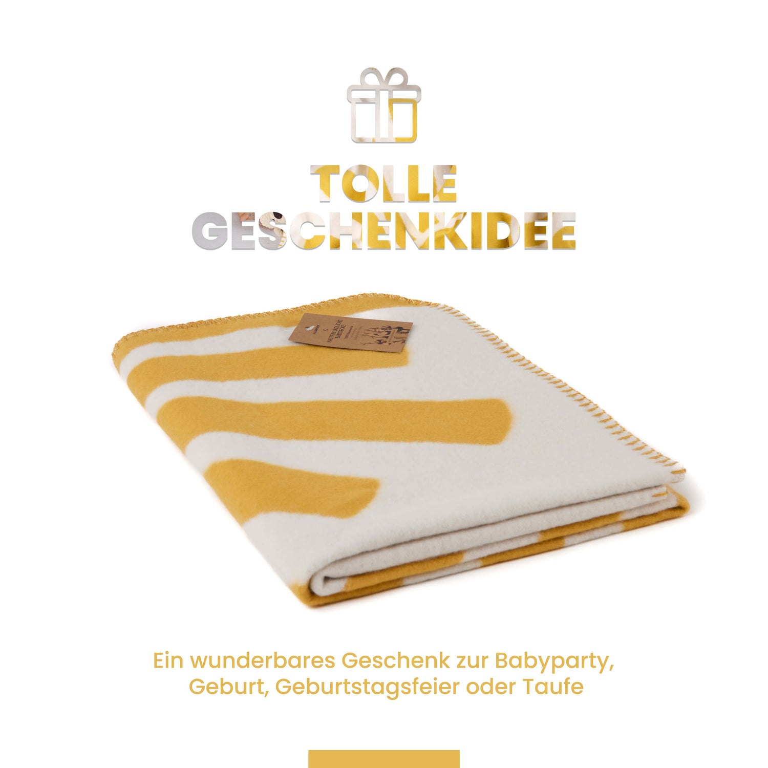 Couverture pour bébé en coton biologique, fabriquée en Allemagne, jaune soleil