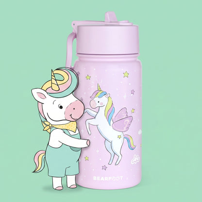 Thermo Kinder Trinkflasche Edelstahl - Einhorn lila