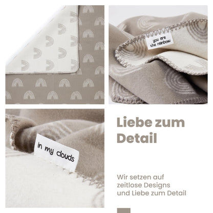 Babydecke Bio Baumwolle, Made in Germany, Regenbogen - braun