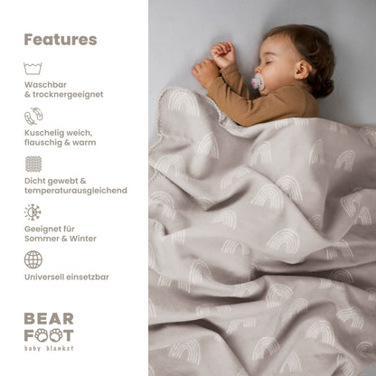 Couverture pour bébé en coton biologique, Made in Germany, arc-en-ciel - marron