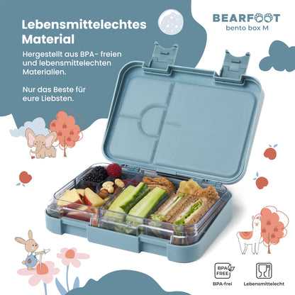 Brotdose Kinder mit Fächern, Lunchbox, Bento box - Affe blau
