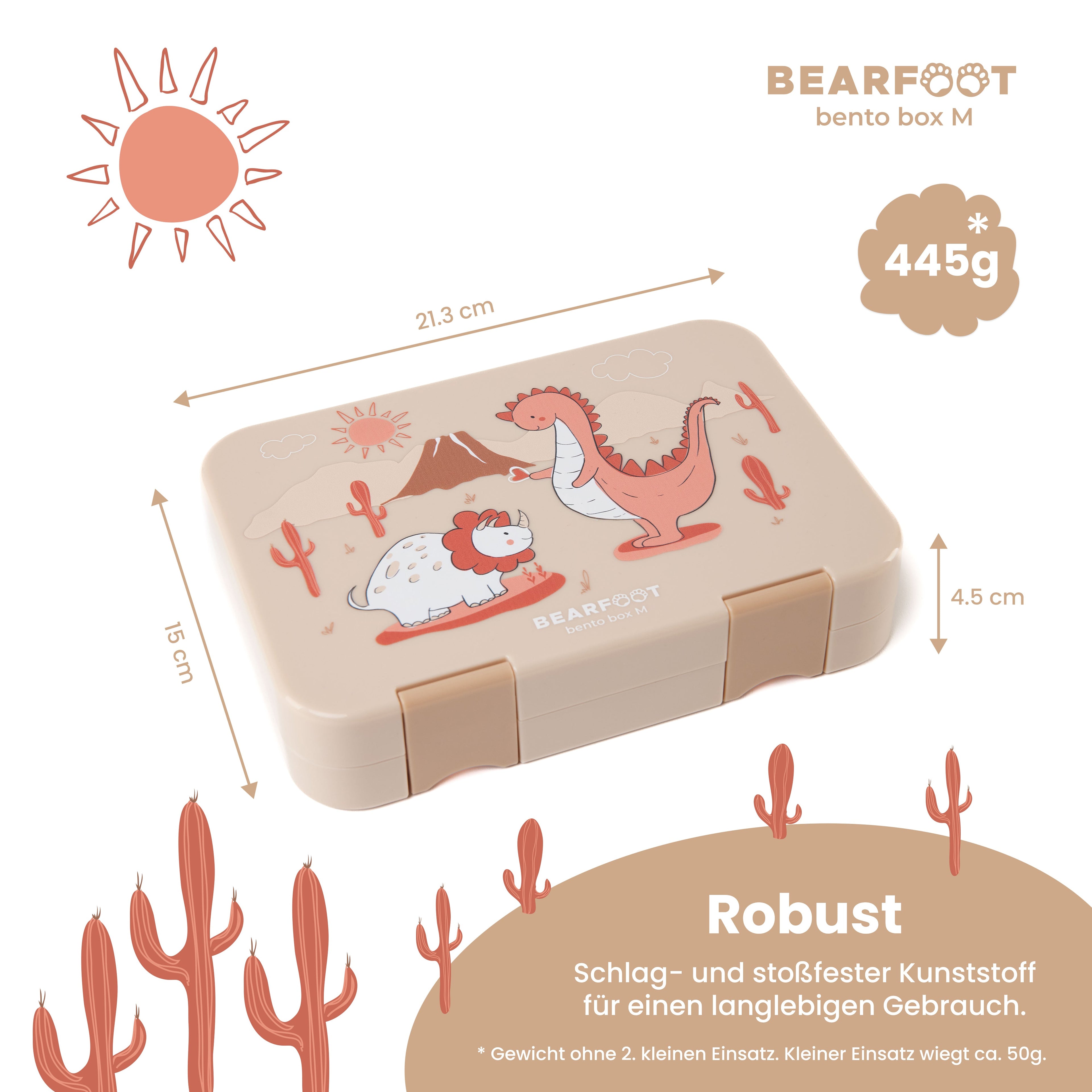 Fiambrera infantil con compartimentos, lonchera, bento box - dinosaurios