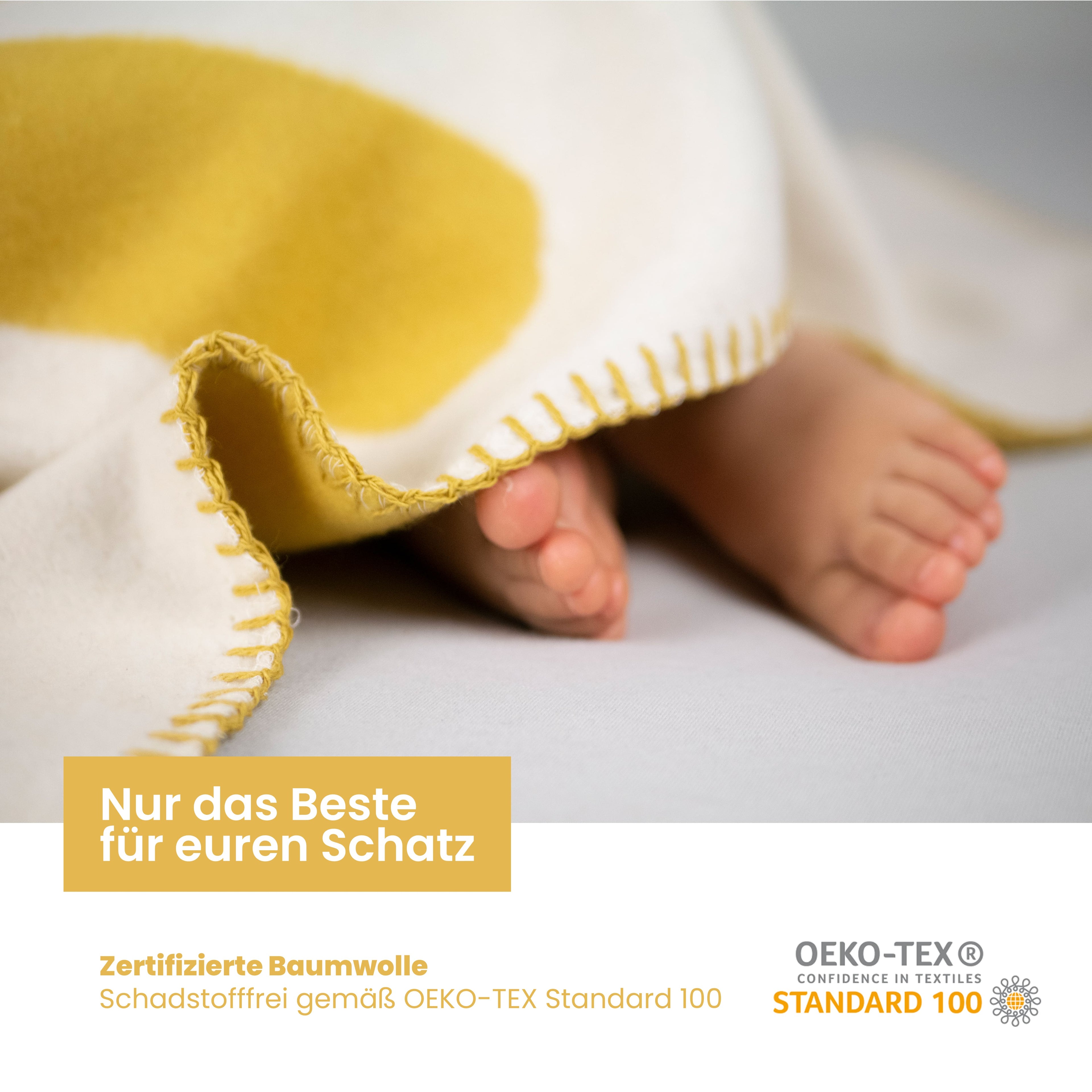 Babydecke Bio Baumwolle, Made in Germany, Sonne-gelb