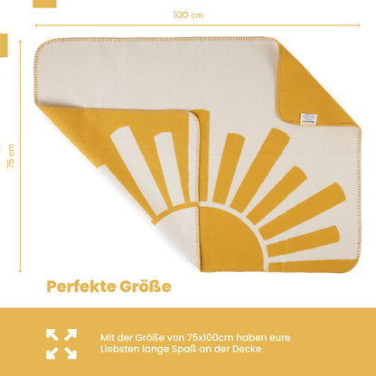 Couverture pour bébé en coton biologique, fabriquée en Allemagne, jaune soleil