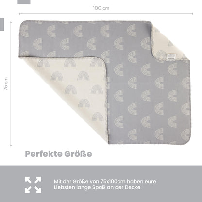 Baby blanket organic cotton, Made in Germany, rainbow - gray