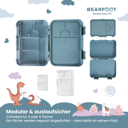 Brotdose Kinder mit Fächern, Lunchbox, Bento box - Affe blau