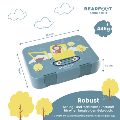 Brotdose Kinder mit Fächern, Lunchbox, Bento box - Affe blau